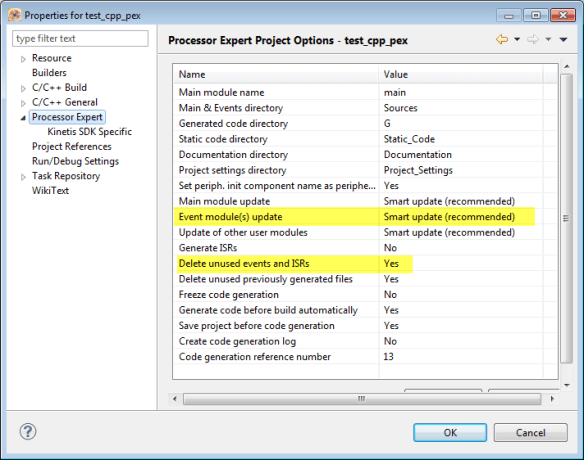 Setting to delete unused events