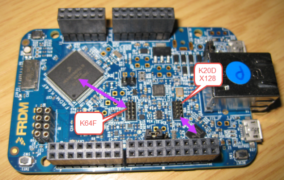 Two SWD Headers on FRDM-K64F Board