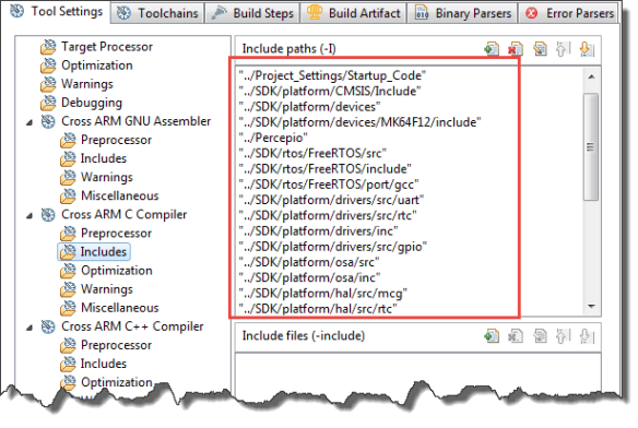 Editing Compiler Include (or other) Settings in Eclipse | MCU on Eclipse