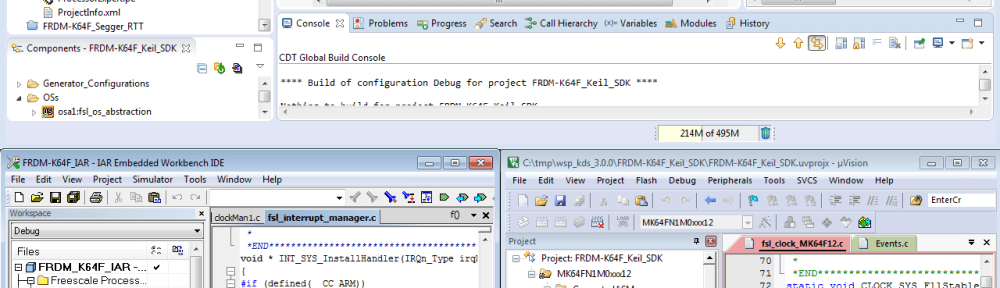 Kinetis Design Studio, Keil MDK and IAR Embedded Workbench