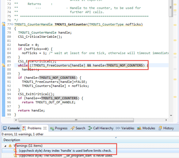 Array Index Handle is uses before limits check