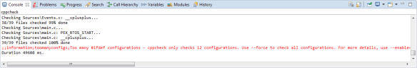Cppcheck too many configurations