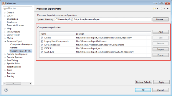 Processor Expert Repositories