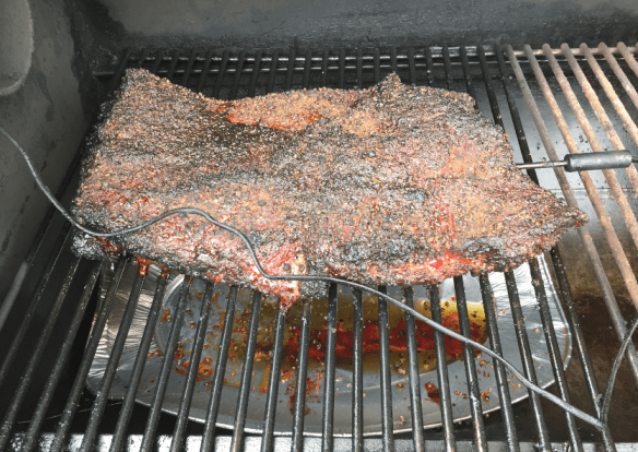 Brisket for six hours in the Smoker