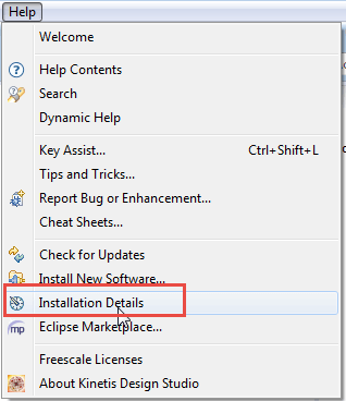 Help Menu With Installation Details