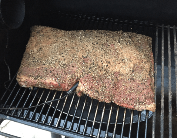 Beef Brisket Meat in Smoker