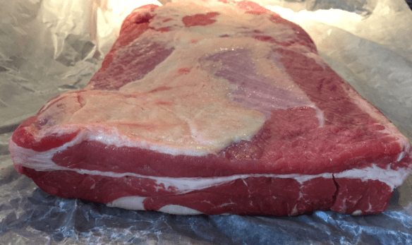 Raw Brisket Side View