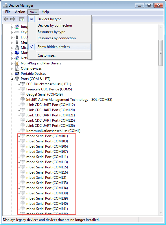 Showing Hidden Devices in Windows Device Manager