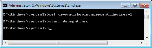 Started Device Manager from DOS Cmd