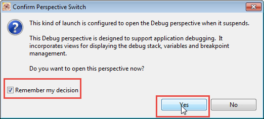 Switch to Debug Perspective