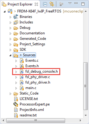 fsl_debug_console added to project
