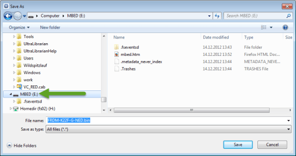 Saving to MBED disk drive