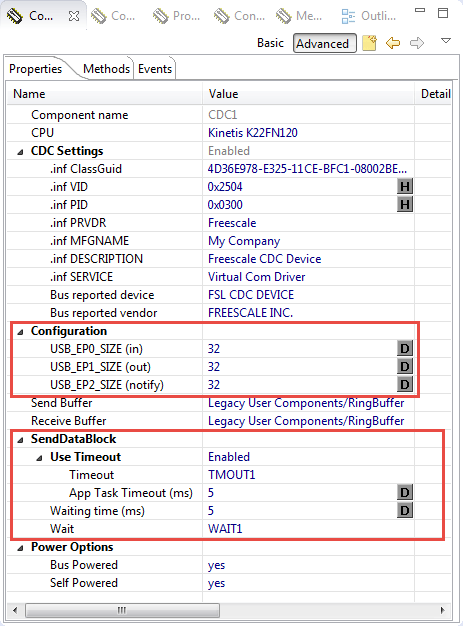 USB CDC Additional Configuration Items