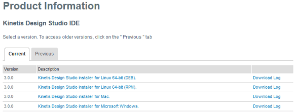 Kinetis Design Studio Download Section