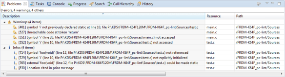 Lint messages in Eclipse