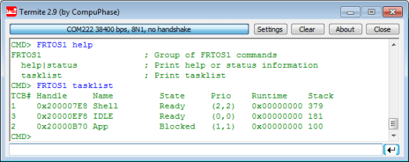 FreeRTOS tasklist command