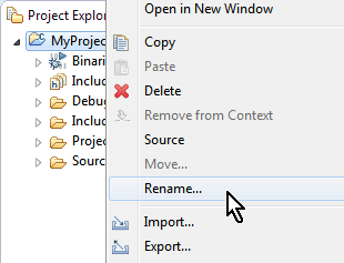 Project Rename Menu Item