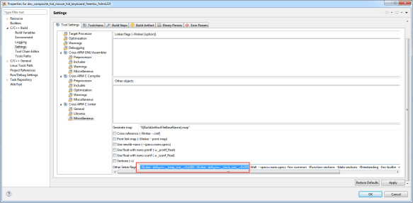Custom Linker Settings