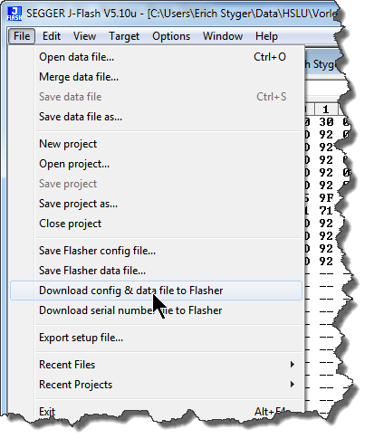 Download config and data to Flasher