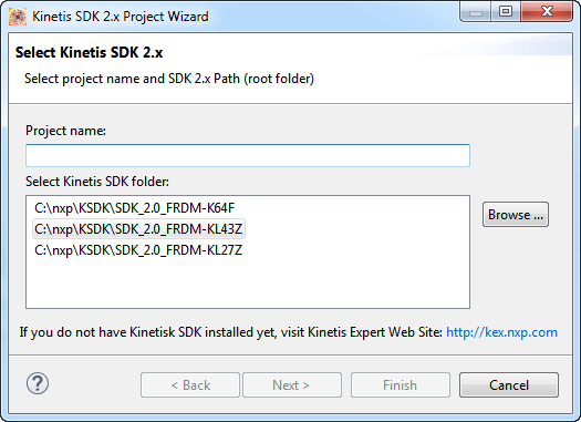 Kinetis SDK v2.x wizard