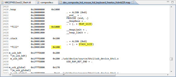 Linker Heap and Stack Size