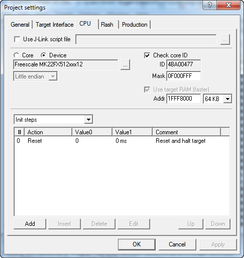 Project Settings CPU