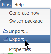 Export Pins Menu Item
