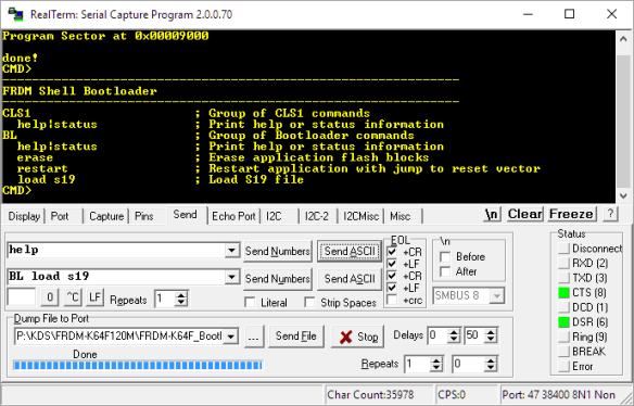 FRDM Shell Bootloader Commands