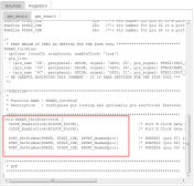 Generated Code to Initialize the Pins