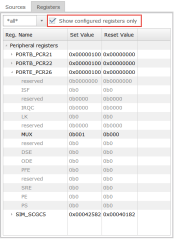 Registers View with configured registers