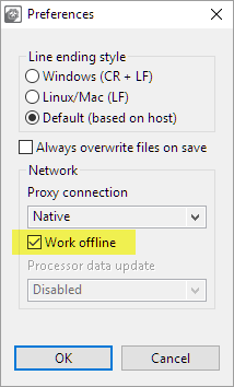 Enabled Offline Mode