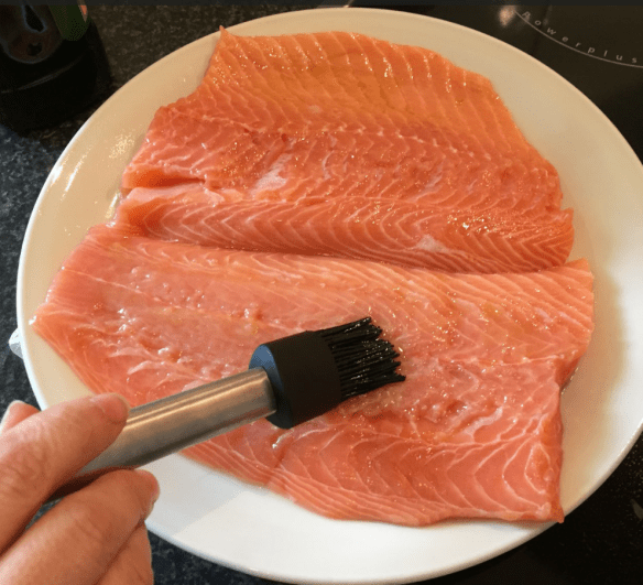 Olive Oil on Salmon