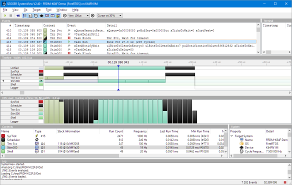 Scheduler time spent in Segger SystemView