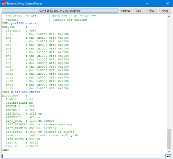 sandclock status output