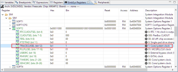 Trace Clock Selector Bit