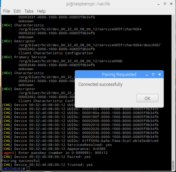 Pairing with Hexiwear