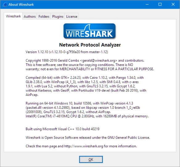 Wireshark Version Used