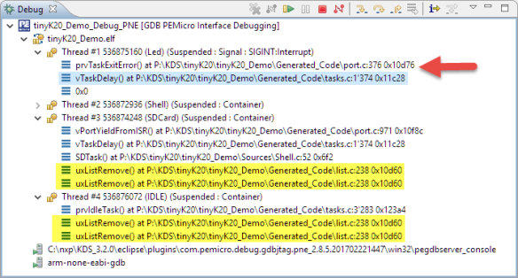 P&E ARM Cortex-M Debugging with FreeRTOS Thread Awareness and Real Time ...