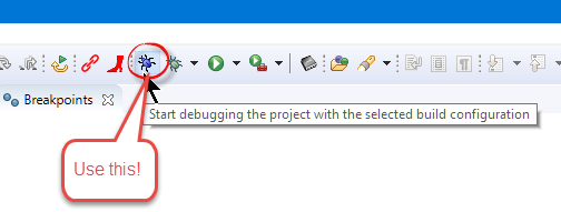 Debug Button in the Eclipse Toolbar