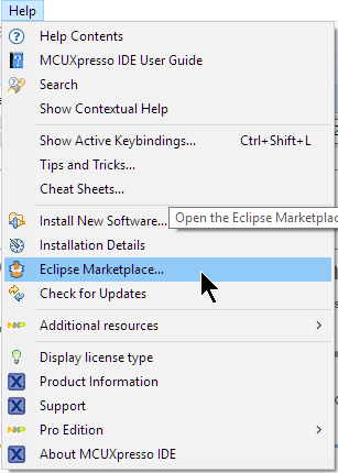 Eclipse Marketplace Menu