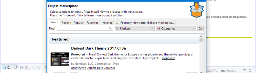 Eclipse Marketplace under Eclipse Neon and MCUXpresso IDE