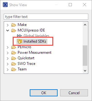MCUXpresso Installed SDKs view