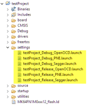 KDS project debug launch configurations