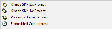Kinetis SDK project menus