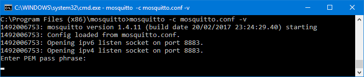 mosquitto listening on port 8883