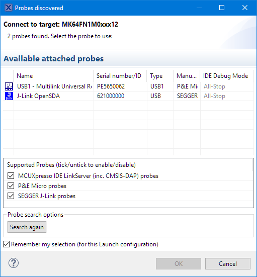 Probes automatically discovered