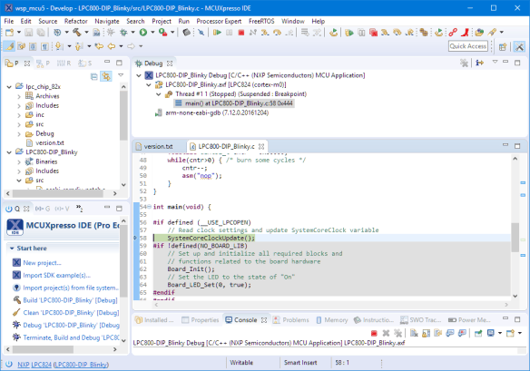 MCUXpresso IDE: Blinky the NXP LPC800-DIP Board | MCU on Eclipse