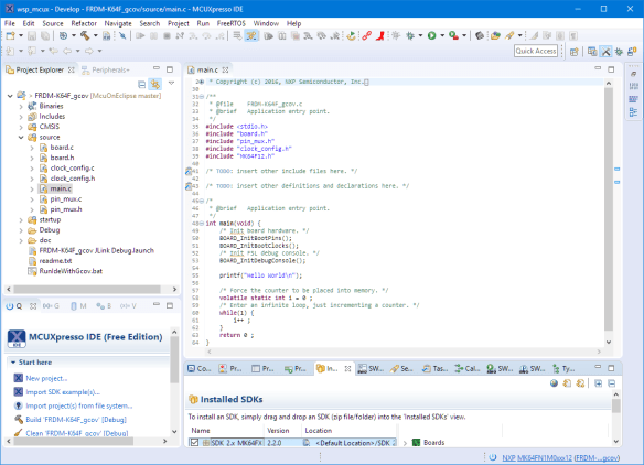 Coverage Example Project in MCUXpresso IDE