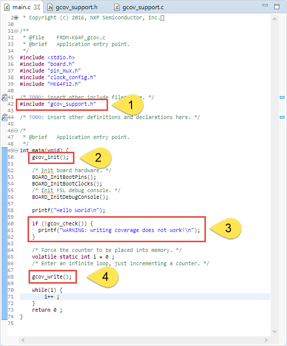 Enabling Coverage in Application