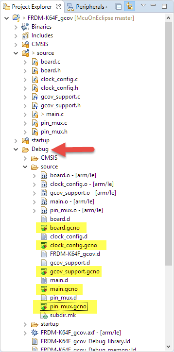 Generated gcno files